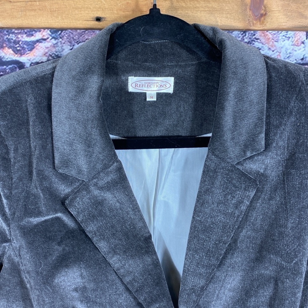 Northern Reflections Grey Corduroy Classic Button Up Blazer Jacket Size M - Picture 7 of 15